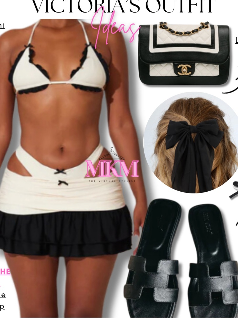 Mars the label 3 piece Black and Cream Strapless swimsuit
